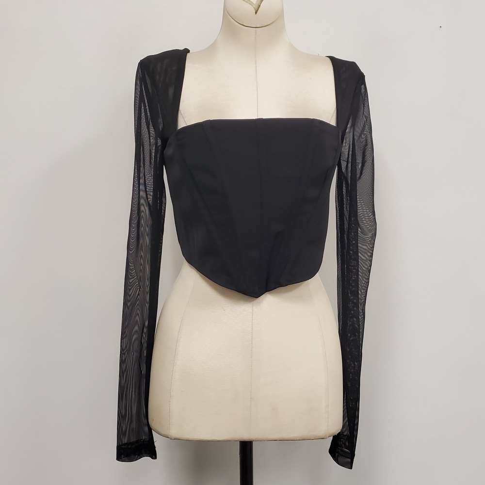 Alice Elle Womens Basque Waist Sheer Sleeve Whimsigoth Fairy Grunge Top‎ Size 8